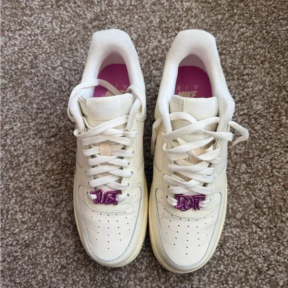 Nike Women’s Low-Top Sneakers — White with Pink Swoosh - Picture 3 of 5